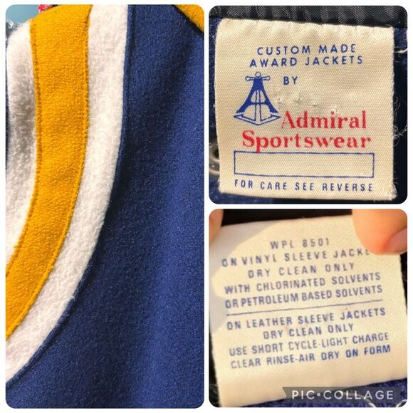 Vintage 80s Royal Yellow Varsity Jacket Women’s Size Medium Zip Up Hoodie Snaps - Picture 8 of 9